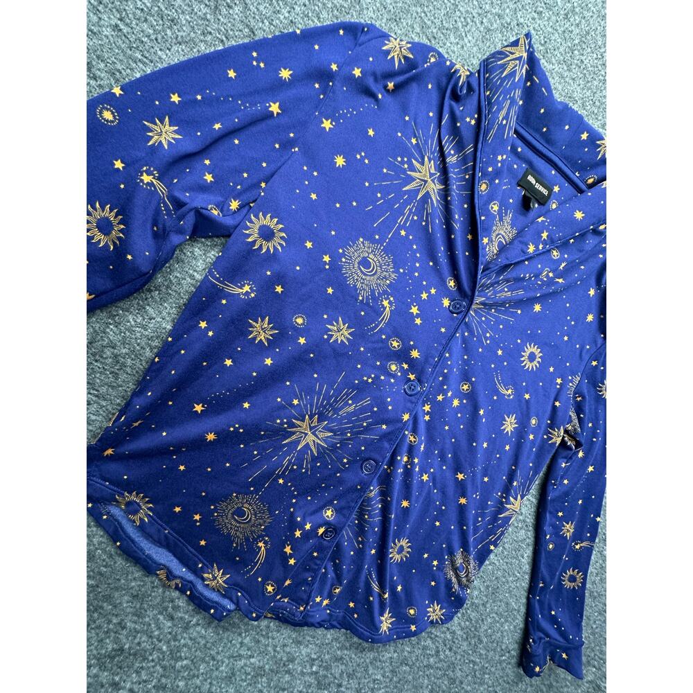 Room Service Shawl Collar Celestial Pajama Top Size Small GUC - Picture 4 of 8